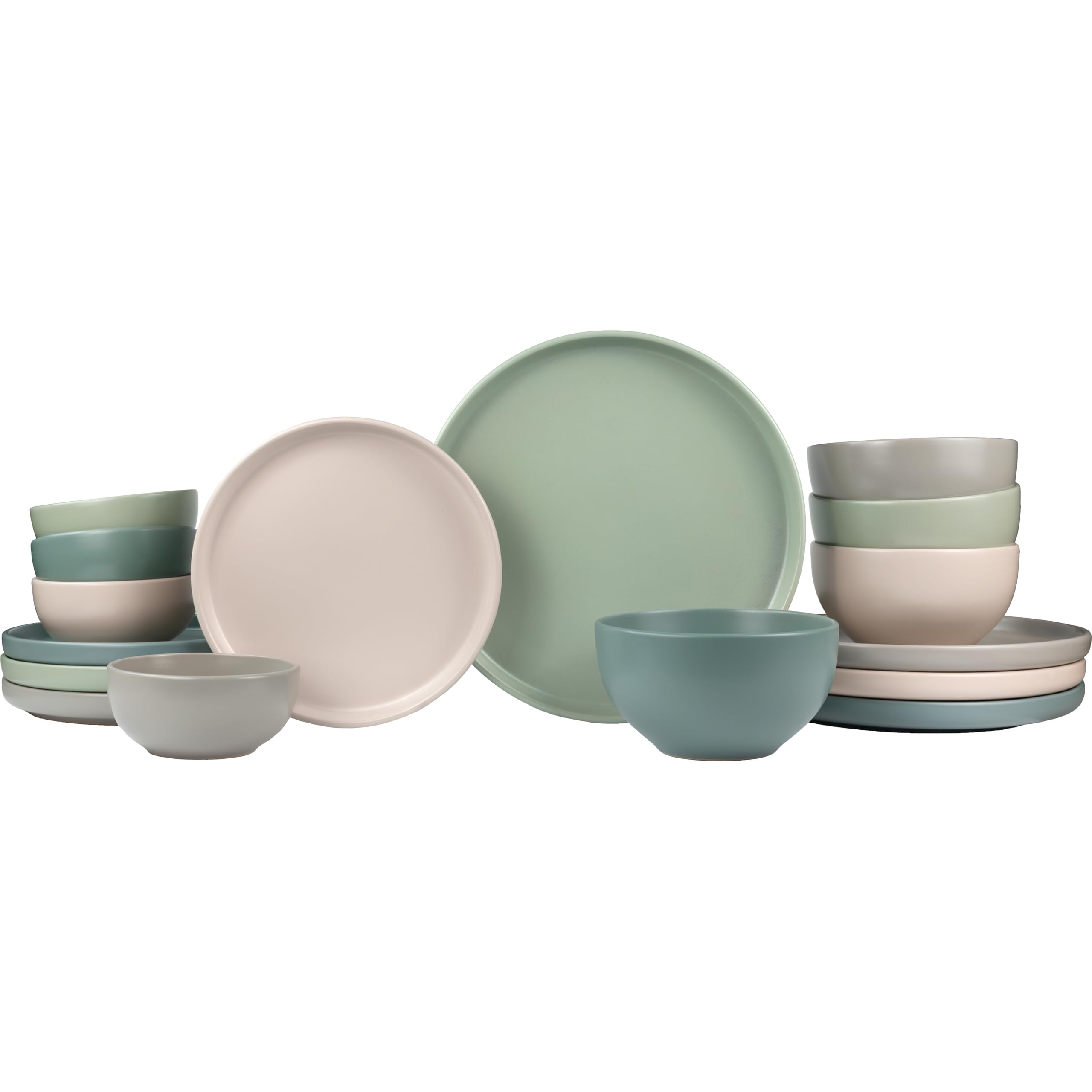 Sango 16-Piece Stoneware Dinnerware Set for 4, Satin Glazed Plates